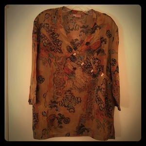 Beautiful watercolor Geisha print Tianello blouse